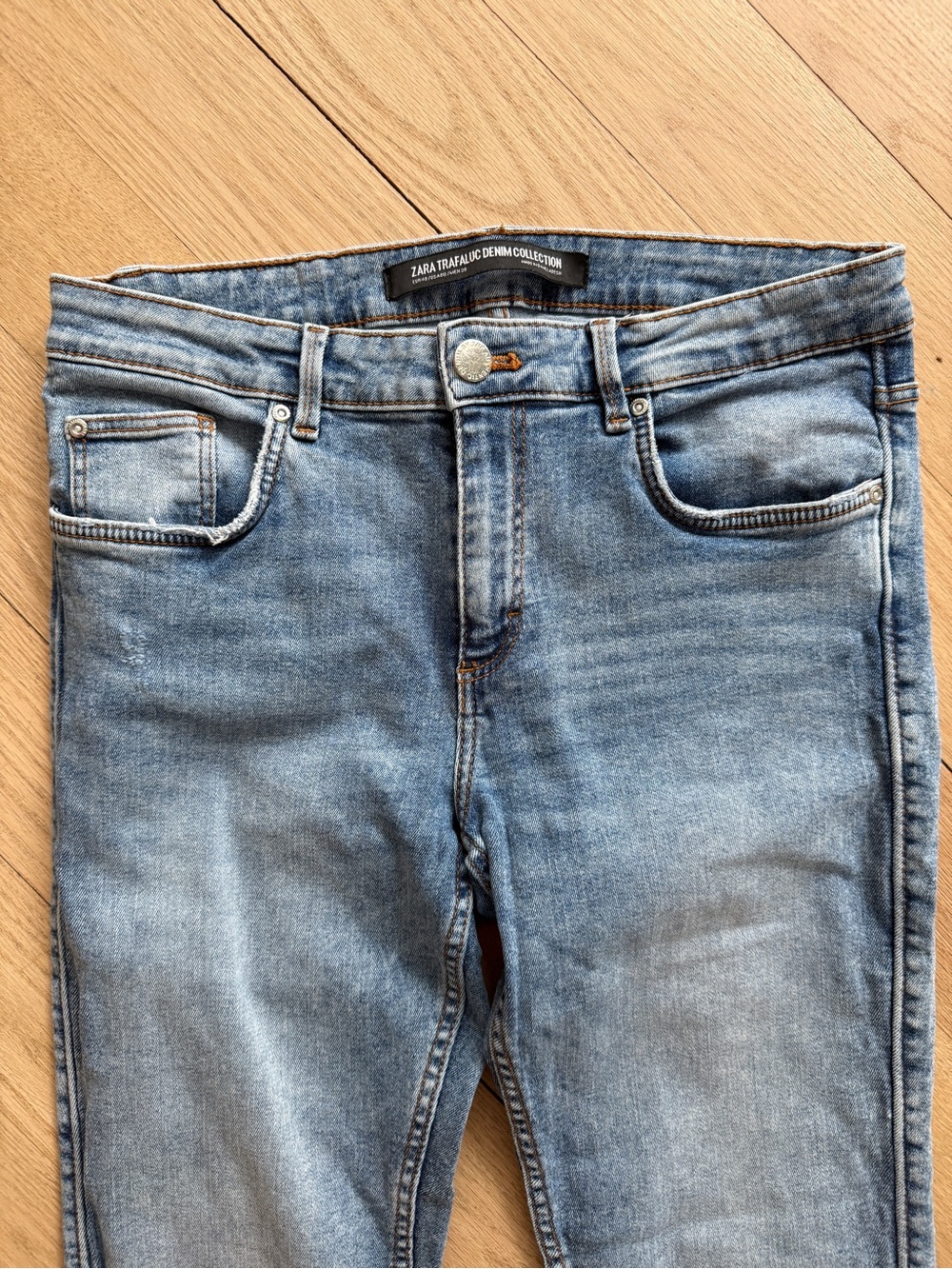Zara Light Blue Slim Fit Distressed Jeans 8 - Picture 2 of 7